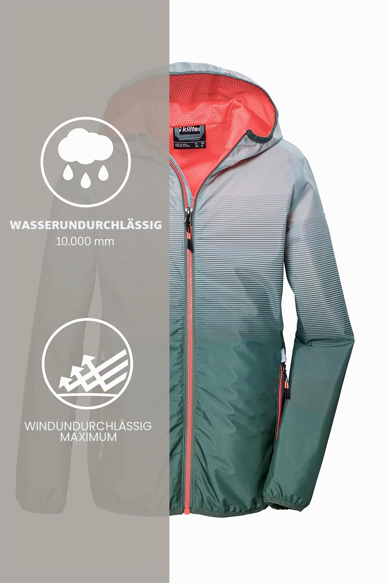 Killtec Mädchen Kos 151 Grls Jckt Funktionsjacke ist wasserdicht/Regenjacke mit Kapuze