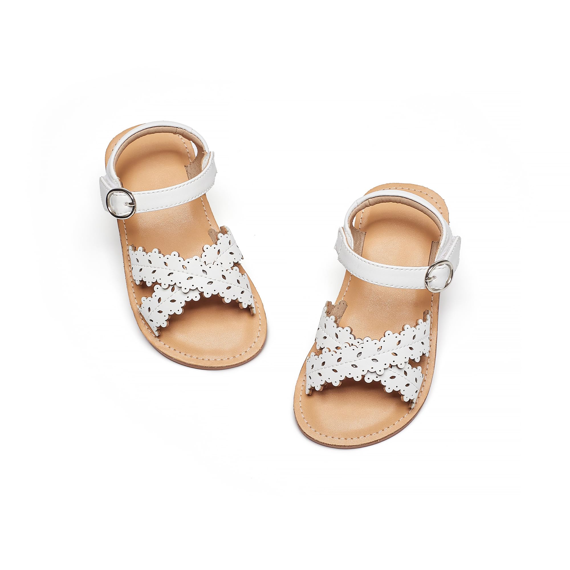 Flaryzone Toddler Girls Sandals Open Toe Flats Flower Girl Dress Shoes