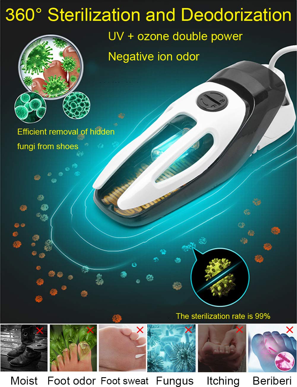 UV & Ozono Secador De Zapatos Ligero Eléctrico Maquina De Zapatos Caliente 24W Hogar para Zapato/Botas/Guantes/Calcetines Desodorización Esterilización Blanco Universal Voltaje