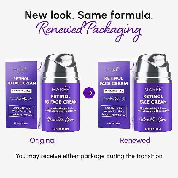 MAREE MAREE Face Moisturizer – Retinol Face Cream for Women Moisturizing with Collagen & Hyaluronic Acid – Day & Night Anti-Aging Facial Wrinkle DD Cream Moisturizer for Dry Skin – Crema Para la Cara in use