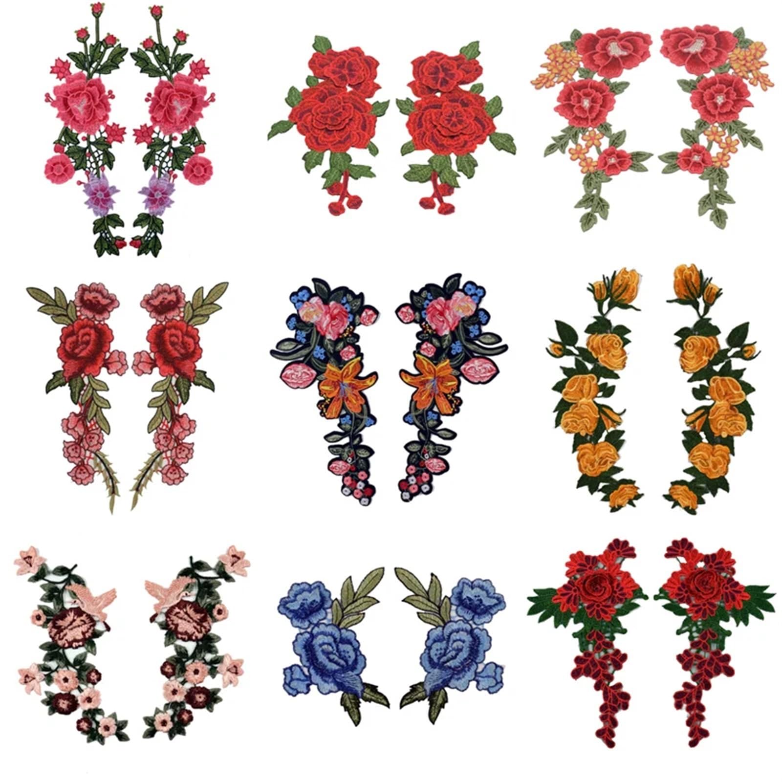 Toppa Ricamata Con Rosa E Paillettes 3D - 34x16 Cm - Da Cucire Su Giacca, Jeans, Zaino - DIY Fai Da Te