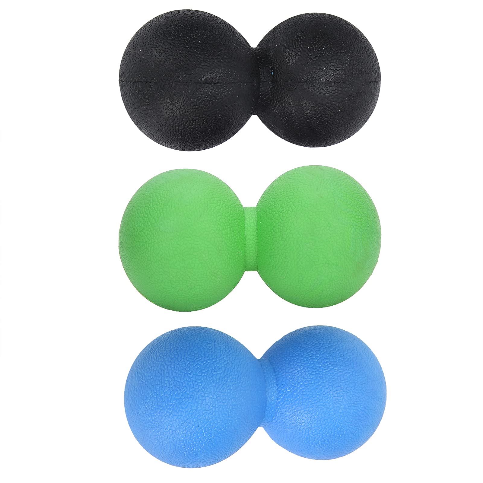 Lot de 3 Balles de Massage de Yoga TPR pour la Relaxation Musculaire et le Soulagement de la Douleur, Outil de Fitness Portable pour les Employés de Bureau et les Athlètes (noir + vert +