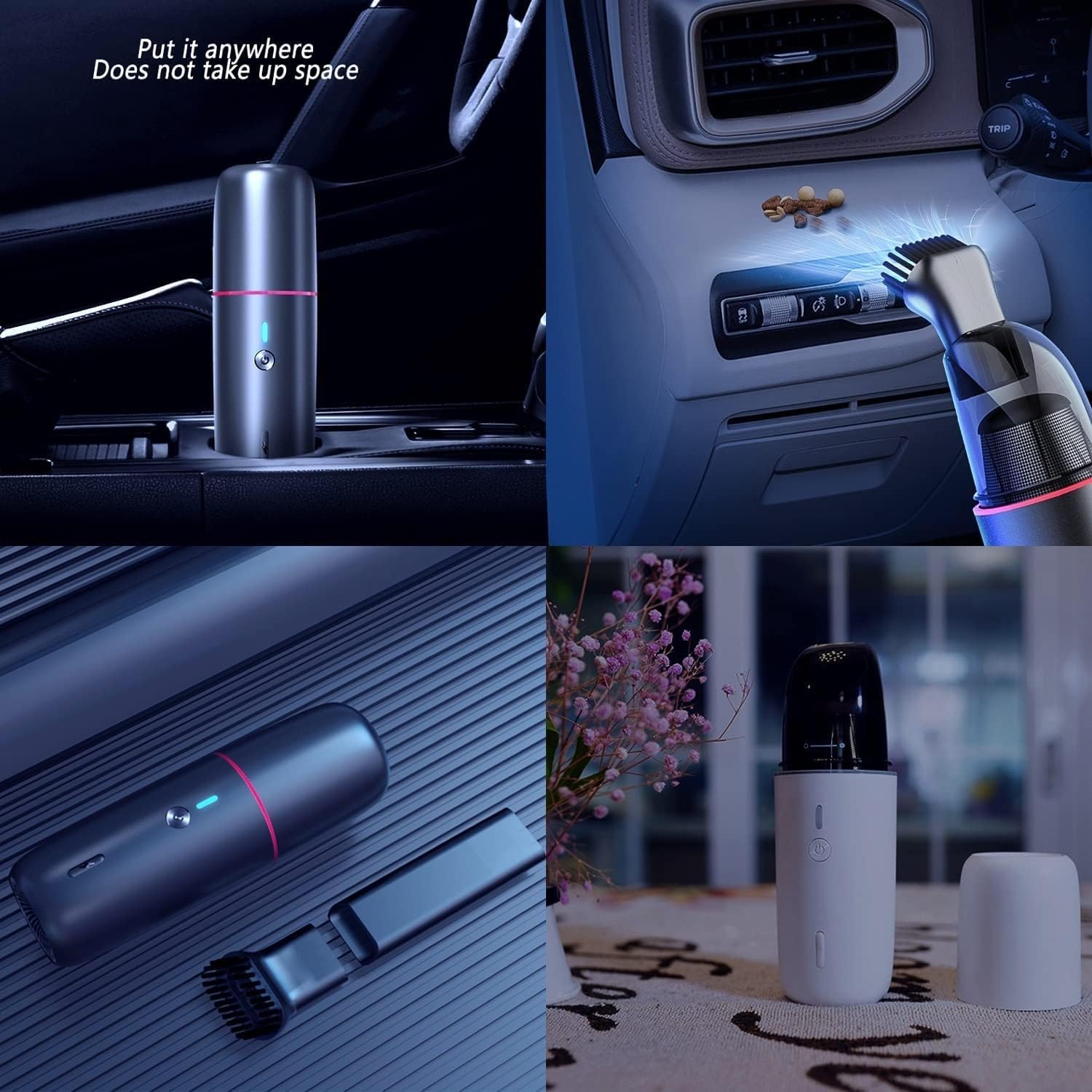 Car Vacuum Cleaner, Powerful Cordless Car Vacuum, Handheld Vacuum for Dust, Sand, Crumbs, Ultra-Light Portable Vacuum for Home, Car, Small Dust Buster(A)