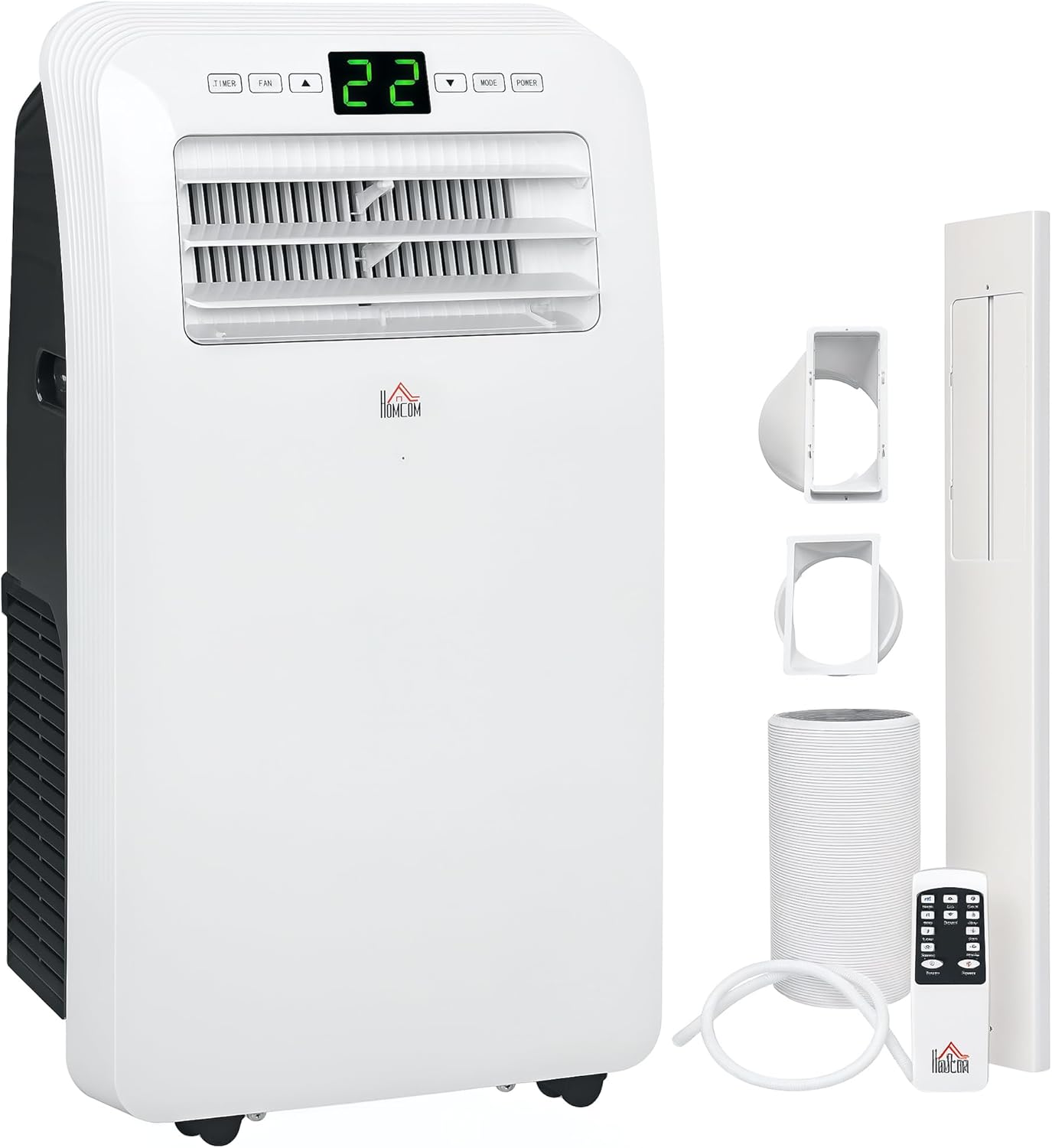 HOMCOM 12000 BTU Portable Air Conditioner for Rooms Up to 550 Sq. Ft., 3-in-1 AC Unit with Dehumidifier, Cooling Fan, Remote, 24H Timer On/Off, Window Installation Kit