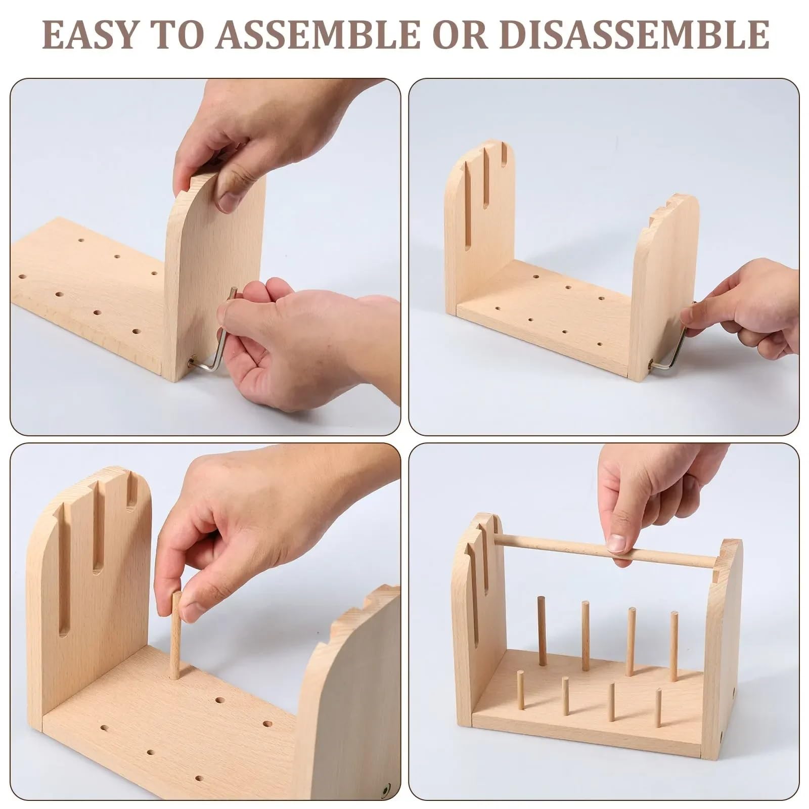 porta ovillos Soporte de carretes madera, soporte hilo desmontable, organizador coser haya multifuncional, suministros ganchillo