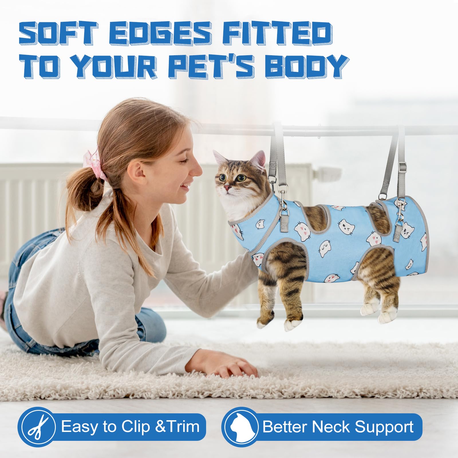 Snapklik.com : Cat Grooming Hammock, Self-Adherent Cat Wrap For Cutting ...
