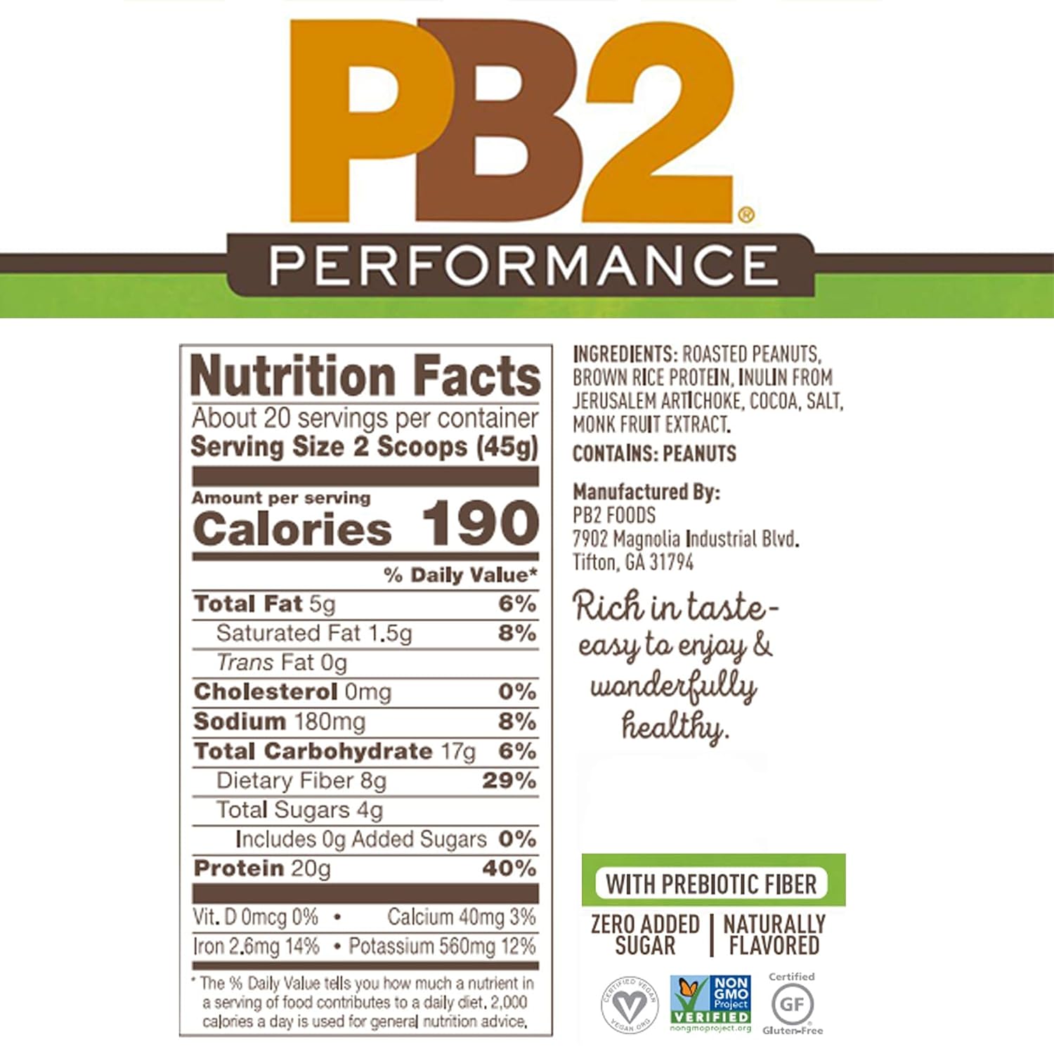PB2 Performance Bundle - 32 oz Peanut Protein with Dutch Cocoa and 16 oz Almond Protein with Madagascar Vanilla - [2 Pack]