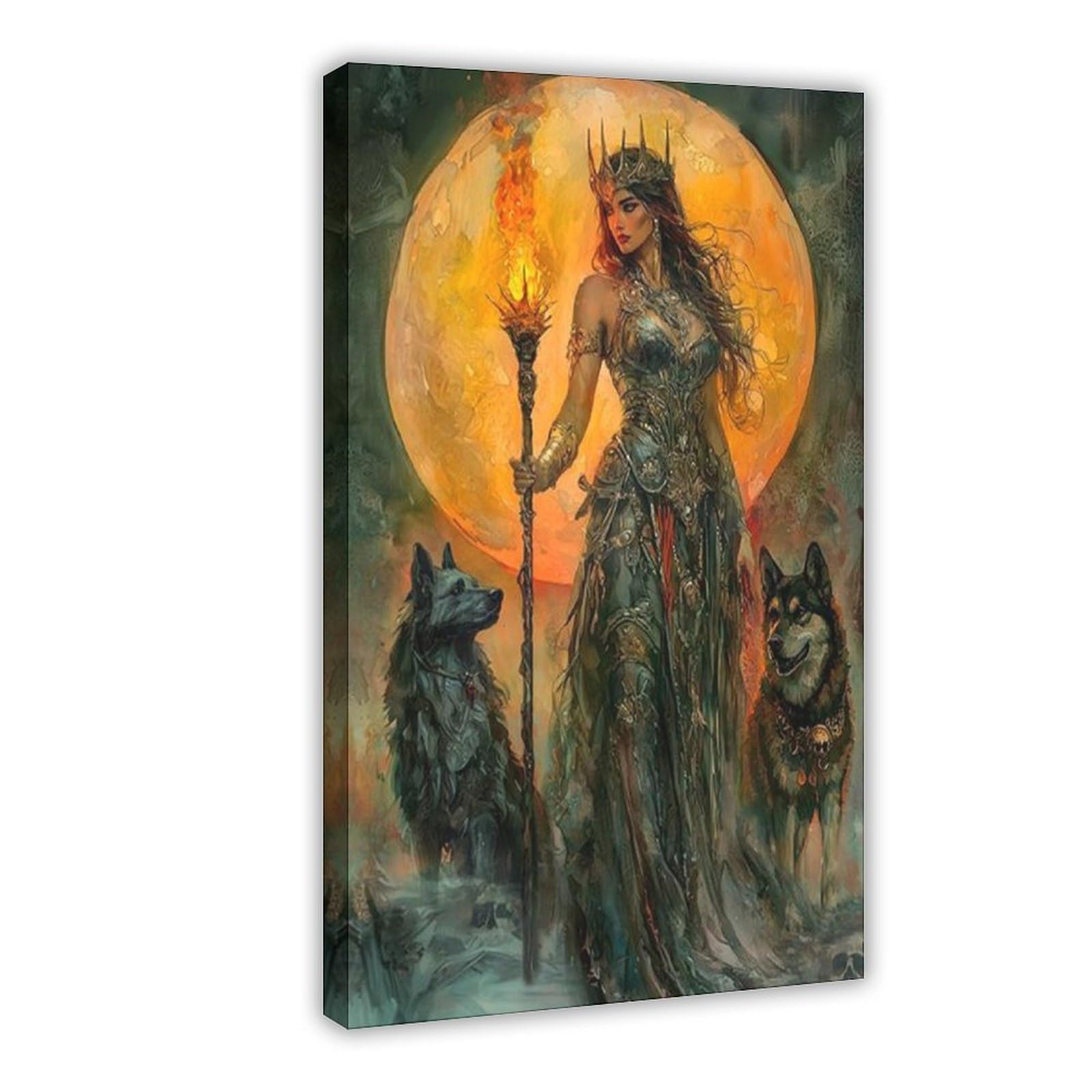 Qotopgpg Moon Goddess Hecate Canvas Poster Wall Art Decor Print Picture Paintings For Living Room Bedroom Decoration 16X24inch(40X60cm)