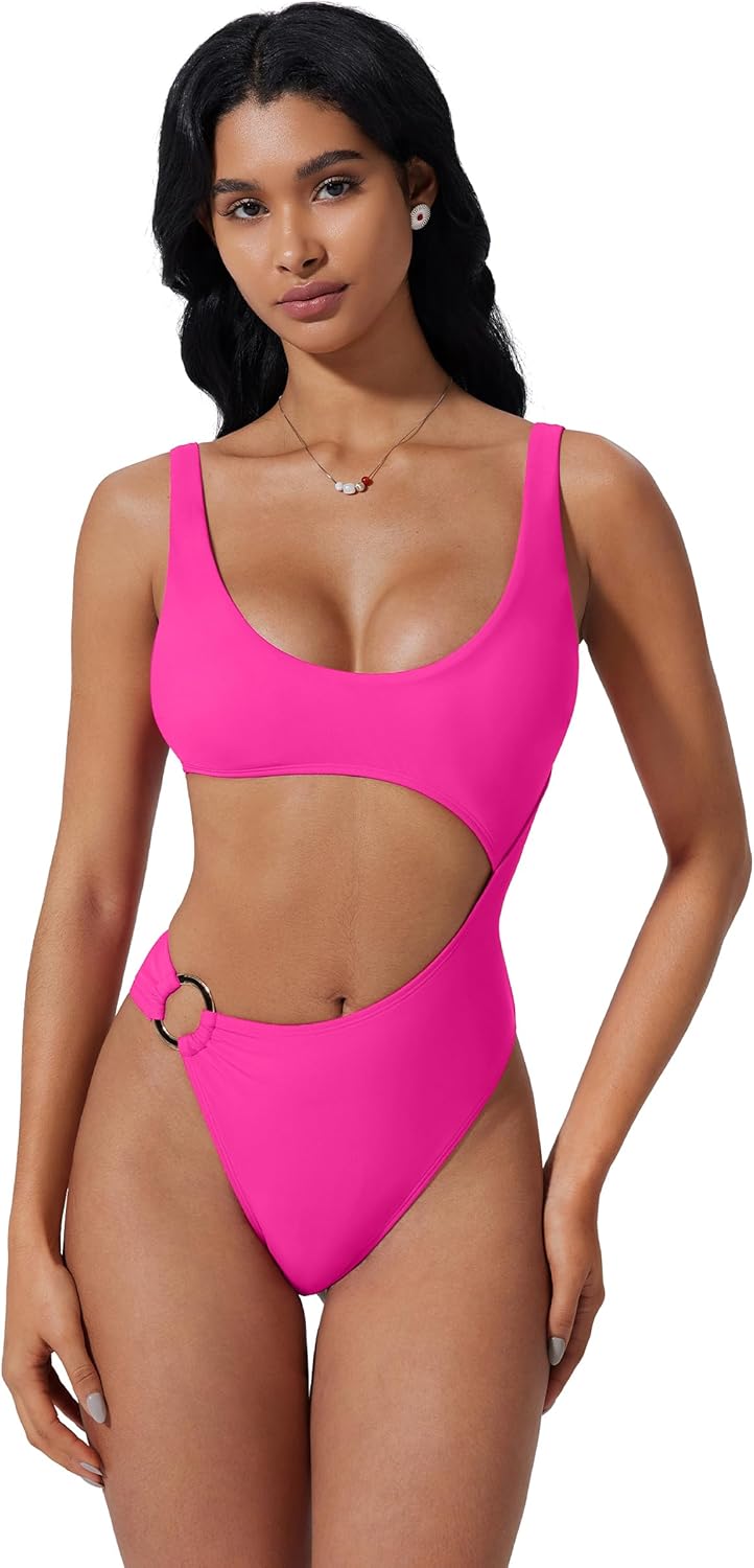 SUUKSESS Women Sexy One Piece Tummy Control Swimsuit Cutout Backless Bathing Suit - Image 4