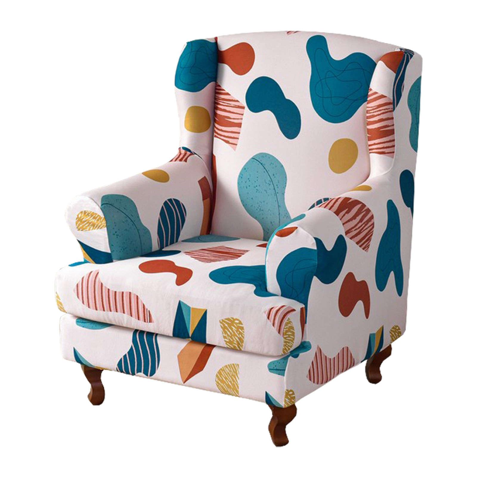 Housse de fauteuil à oreilles lavable lot de 2 contre l'usure et les taches de salon