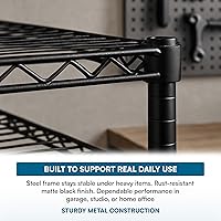 Vista 4 de Honey-Can-Do Organizador de estante multimedia de 3 niveles con estantes ajustables, estantería de alambre de acero negro, estante de almacenamiento