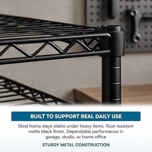 Miniatura 4 de Honey-Can-Do Carrito de medios de 3 niveles CRT-09693 Negro