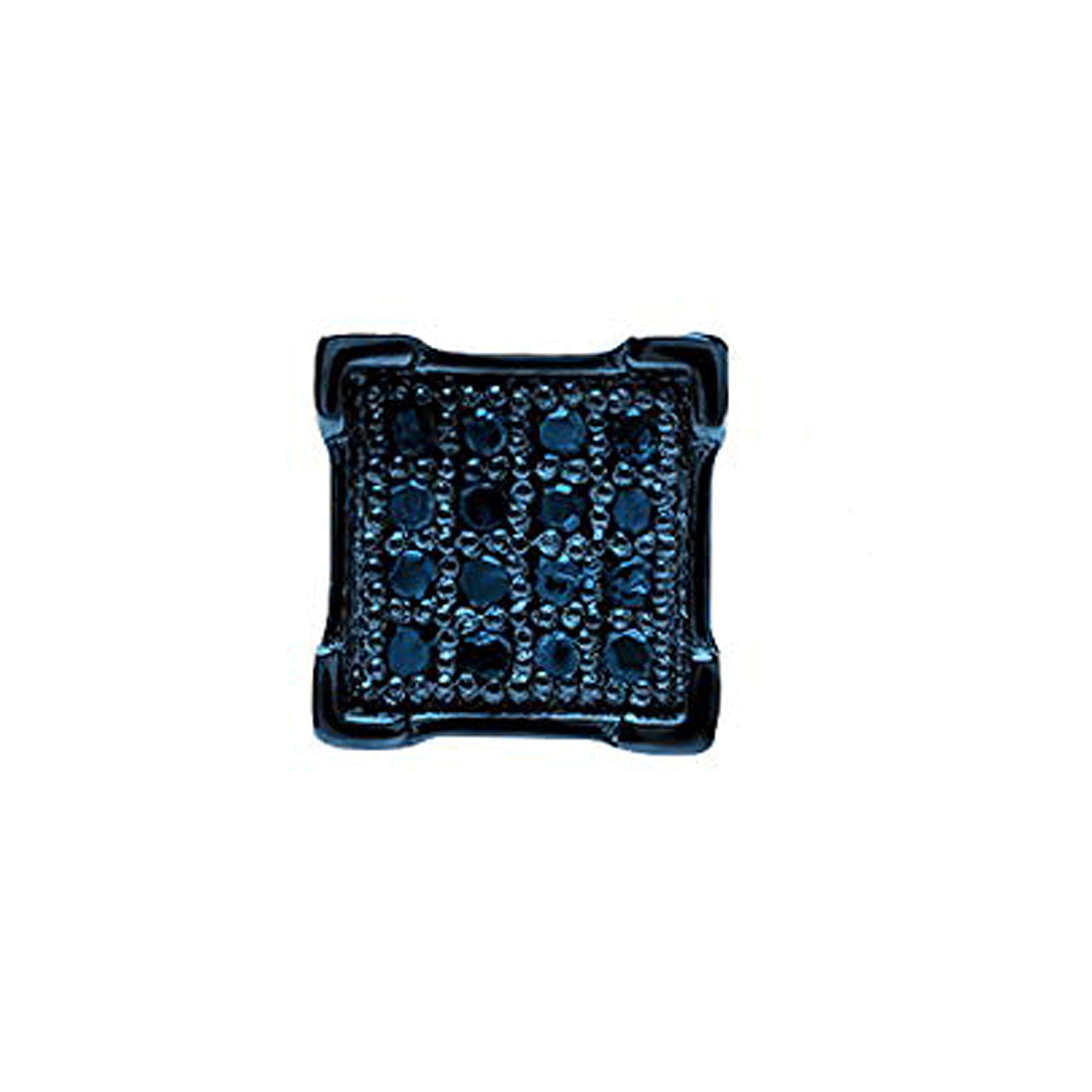 Dazzlingrock Collection Round Blue Diamond Square Shape Iced Unisex 1Pc Stud earring (0.05 ctw, Color Blue, Clarity I2-I3) in Blue Plated 925 Sterling Silver in Screw Back