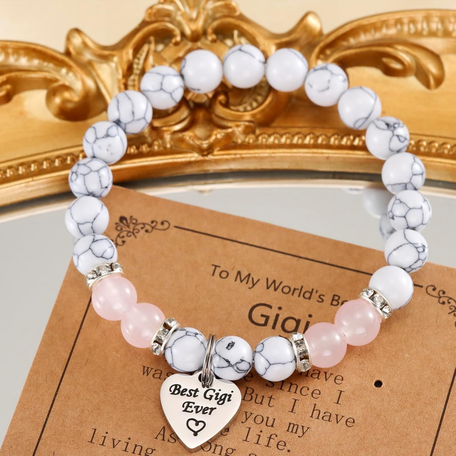Kivosliviz Gigi Gifts for Mothers Day Jewelry Grandson Grandkids Women Present Gigi Beaded Bracelet - Image 4