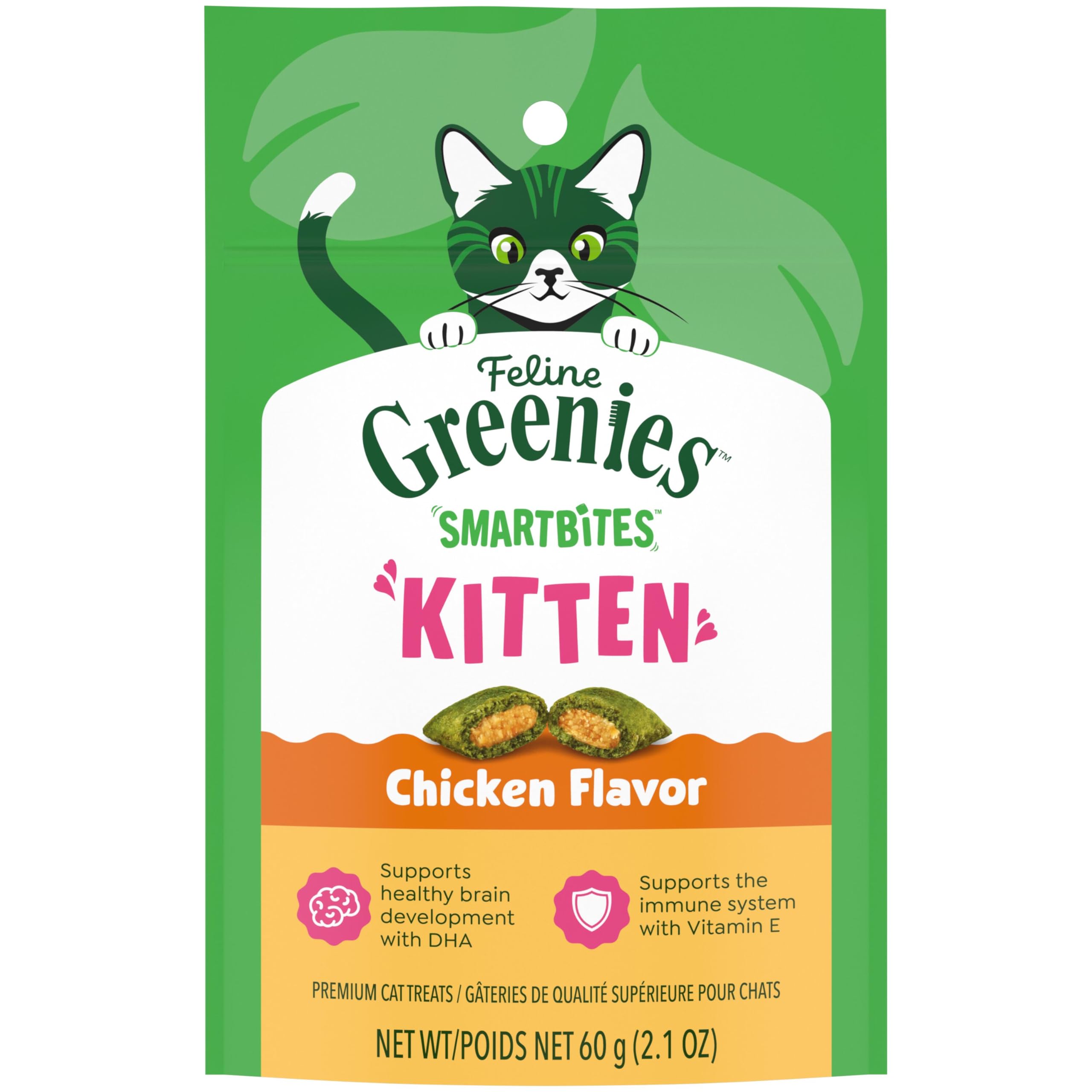 Greenies Feline Smartbites Kitten Treats, Chicken Flavor, 2.1 oz. Pouch