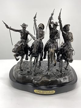 Frederic Remington Pure Bronze Sculpture Statue Coming Through The Rye Medium