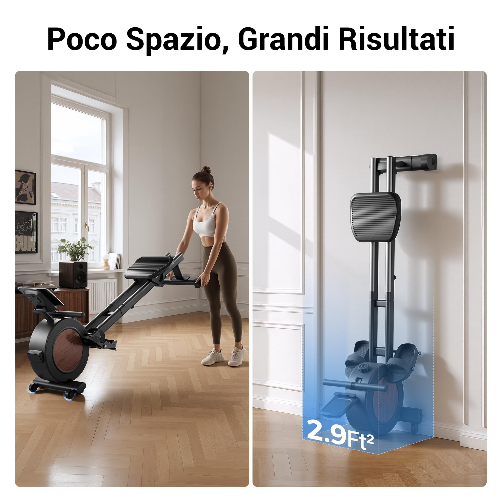 UMAY Vogatore per Casa, Vogatore con App, 16 Livelli di Resistenza