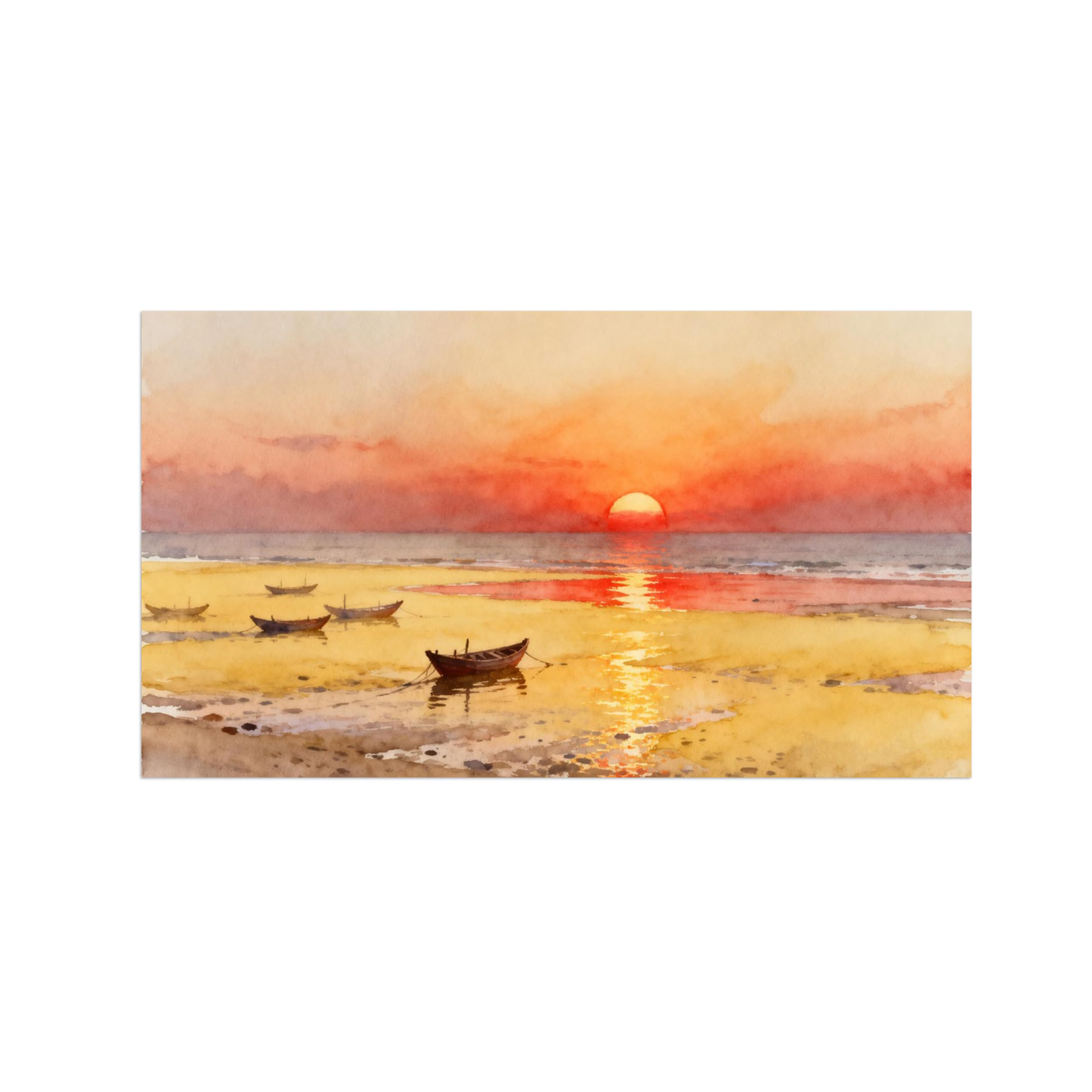OZPWBVY Boat Sunset Landscape Canvas Wall Art Print Painting 20x35cm Unframed