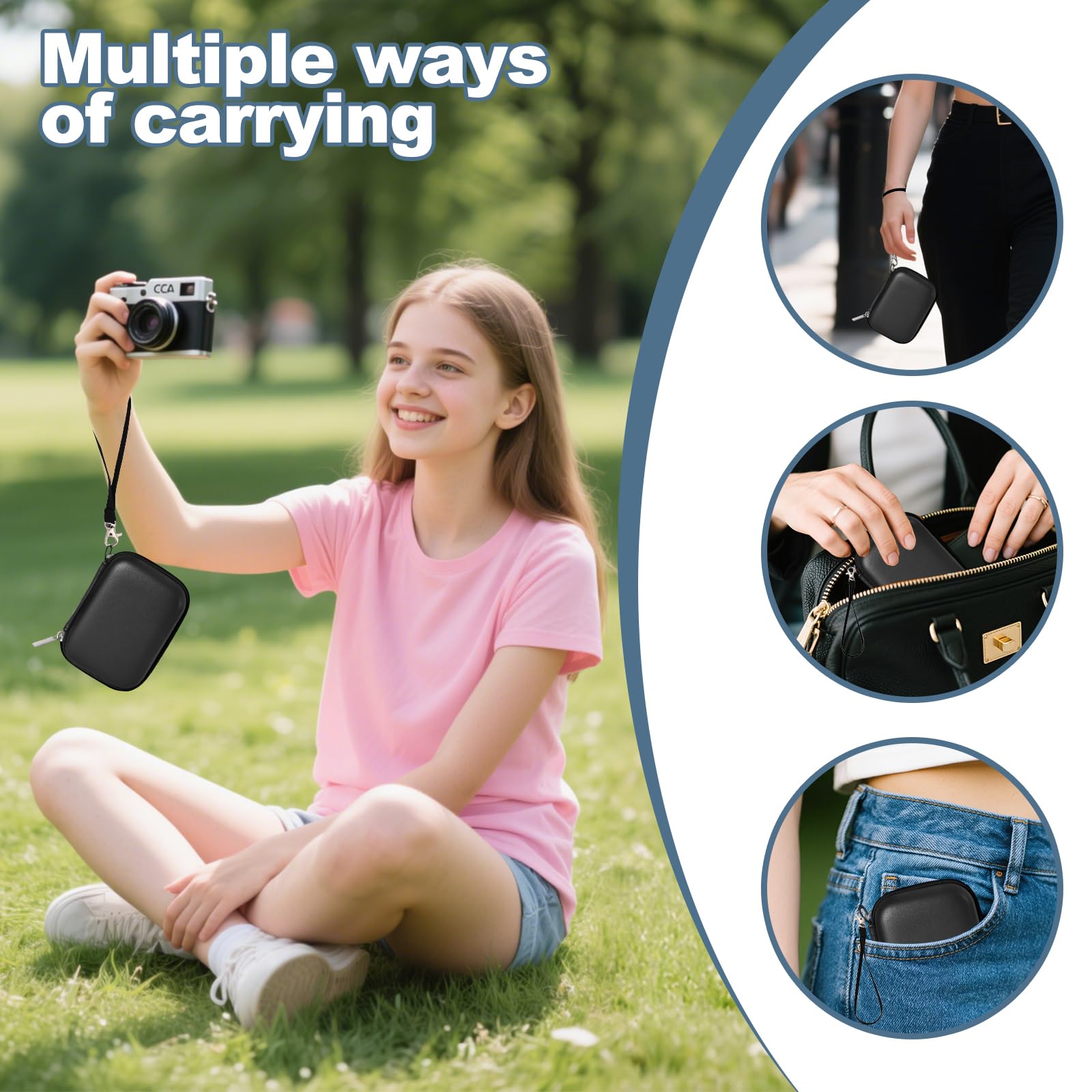 Waterproof Digital Camera Case,Suitable for Kodak Pixpro Fz45/Fz55/Canon Powershot Elph 360 Case/G7x/Ixy/Laser Printer/Camkory/Masterbee/Sony Cyber-shot DSC-RX100,Rose Gold camera case (Black)