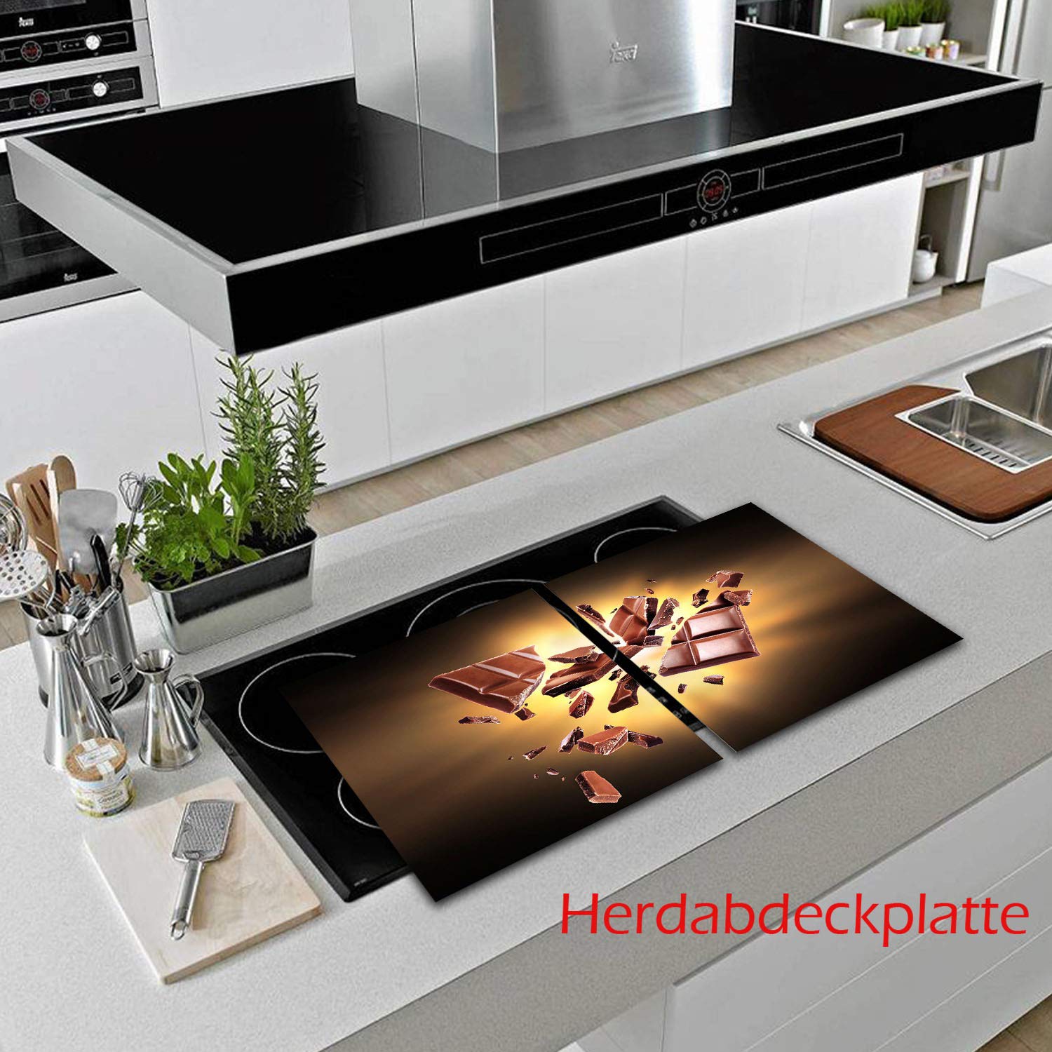 decorwelt Placa para Cubrir la vitrocerámica, 2 Piezas, 2 x 40 x 52 cm, para cocinas de inducción, Color marrón
