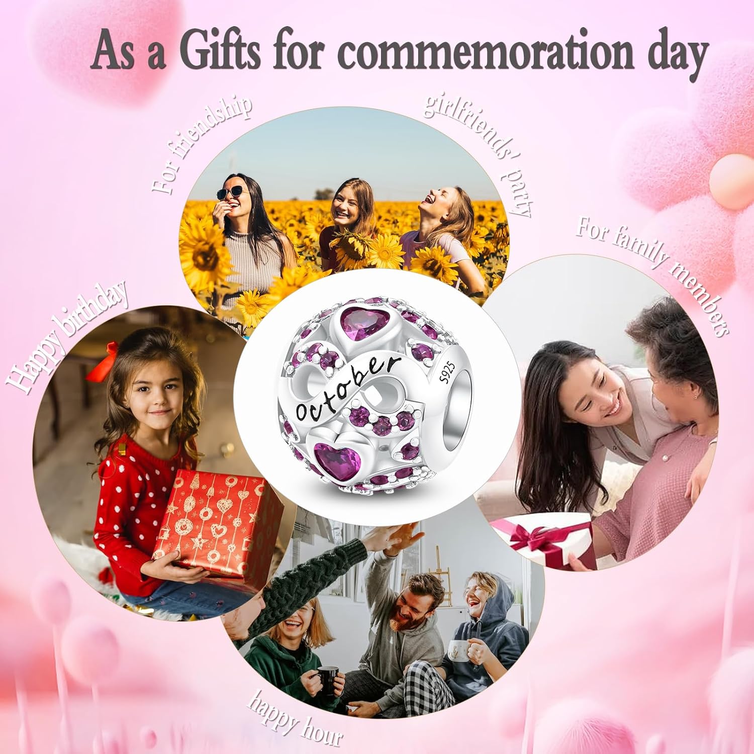 MICOO 925 Sterling Silver Jan-Dec Birthstone Charms For Bracelets and Necklaces, Original DIY Bead Charms With Cubic Zirconias Jewelry Birthday Gifts For Women. - Image 6