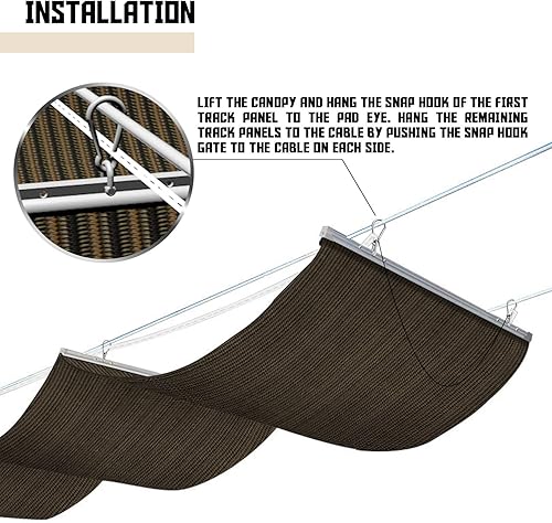 Miniatura 5 de TANG Toldo de Sombra para Pérgola de 3' x 16', Toldo Retráctil, Toldos de Sombra Solar para Pérgolas de Patio Exterior, Kit para Terraza, Patio