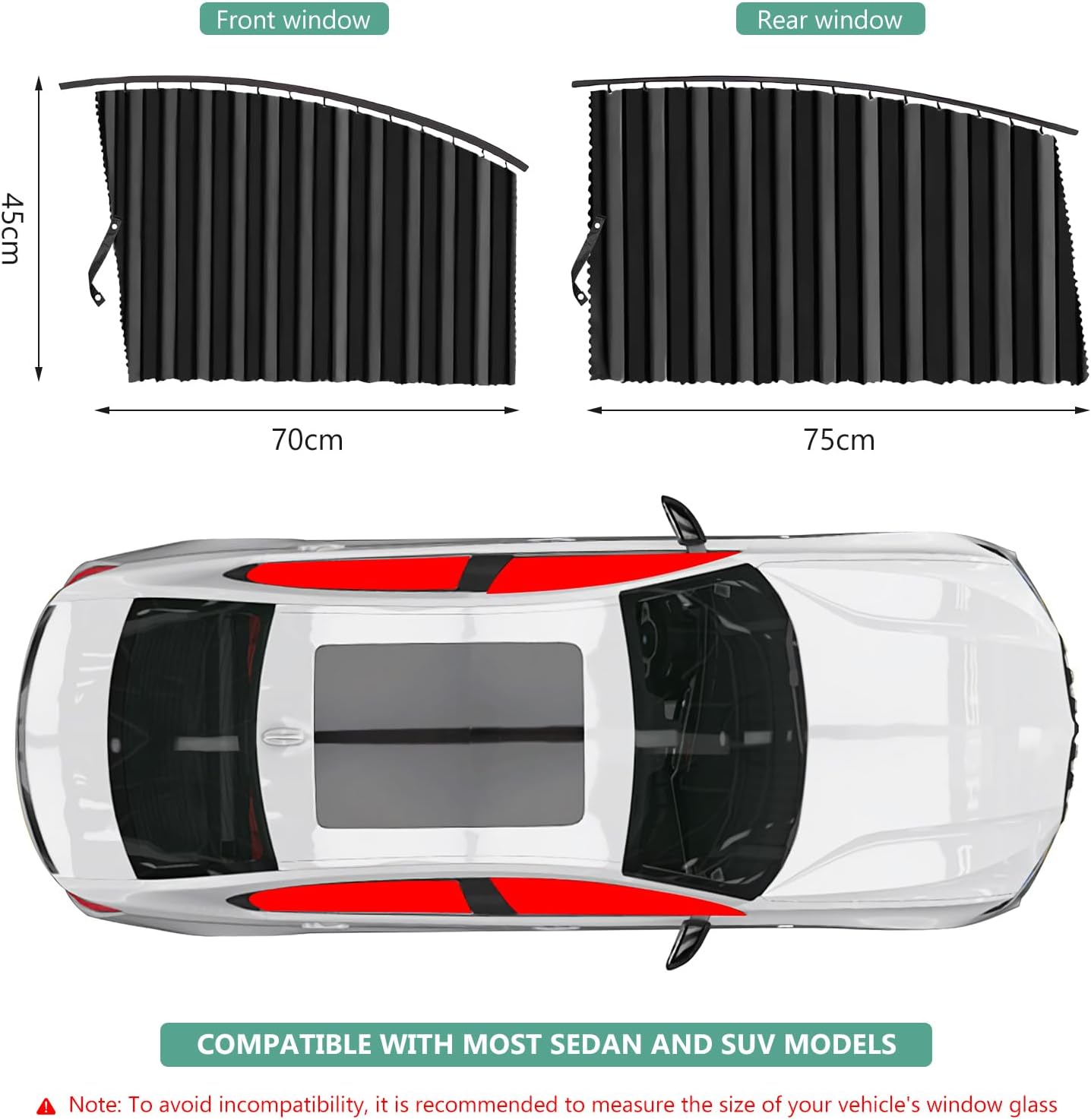 4PCS Universal Car Sun Shade Set - Upgrade Foldable Car Windshield Cover Sun Shade & Car Window Shades for UV Protection, Fit Most Car Models (Black with Strape)