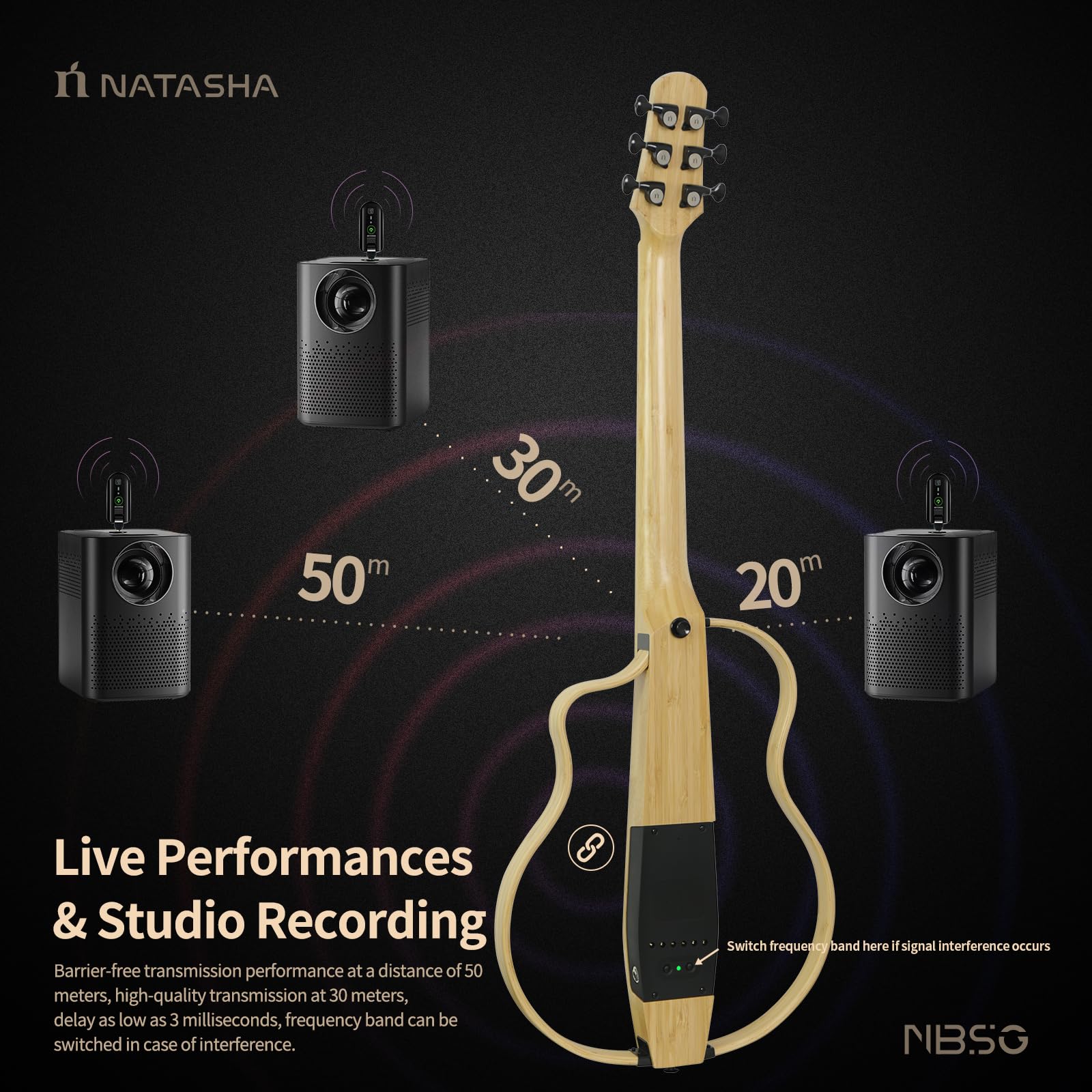 Amazon.com: Natasha NBSG Bamboo Acoustic-Electric Guitar, Steel