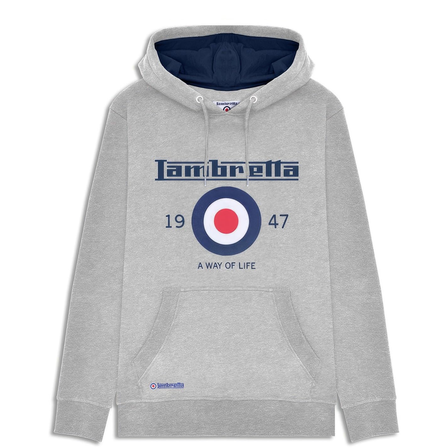 Lambretta Mens Target Hoodie Grey Marl XXL