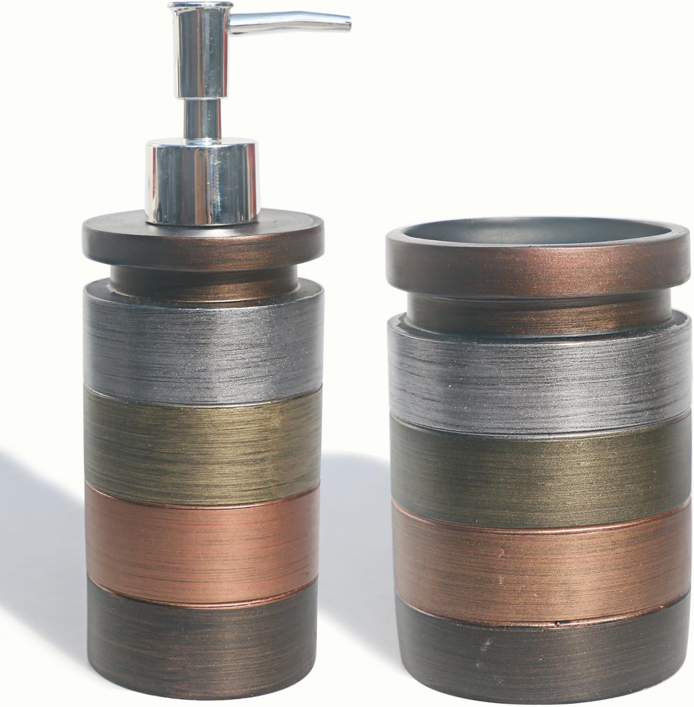 LUANT Bathroom Accessories Set 6 PCS Including Cup, Toothbrush Holders, Soap Dishes, Trash Can, Toilet Brush and Soap Dispenser, Brown