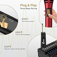 Vista 42 de TONOR Wireless Microphones, UHF Dual Karaoke Microphone System, Microfonos Inalambricos with Rechargeable Receiver, Cordless Dynamic Mic Micro Kit