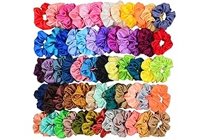 60 Colors Silk Scrunchies for Girls Kids