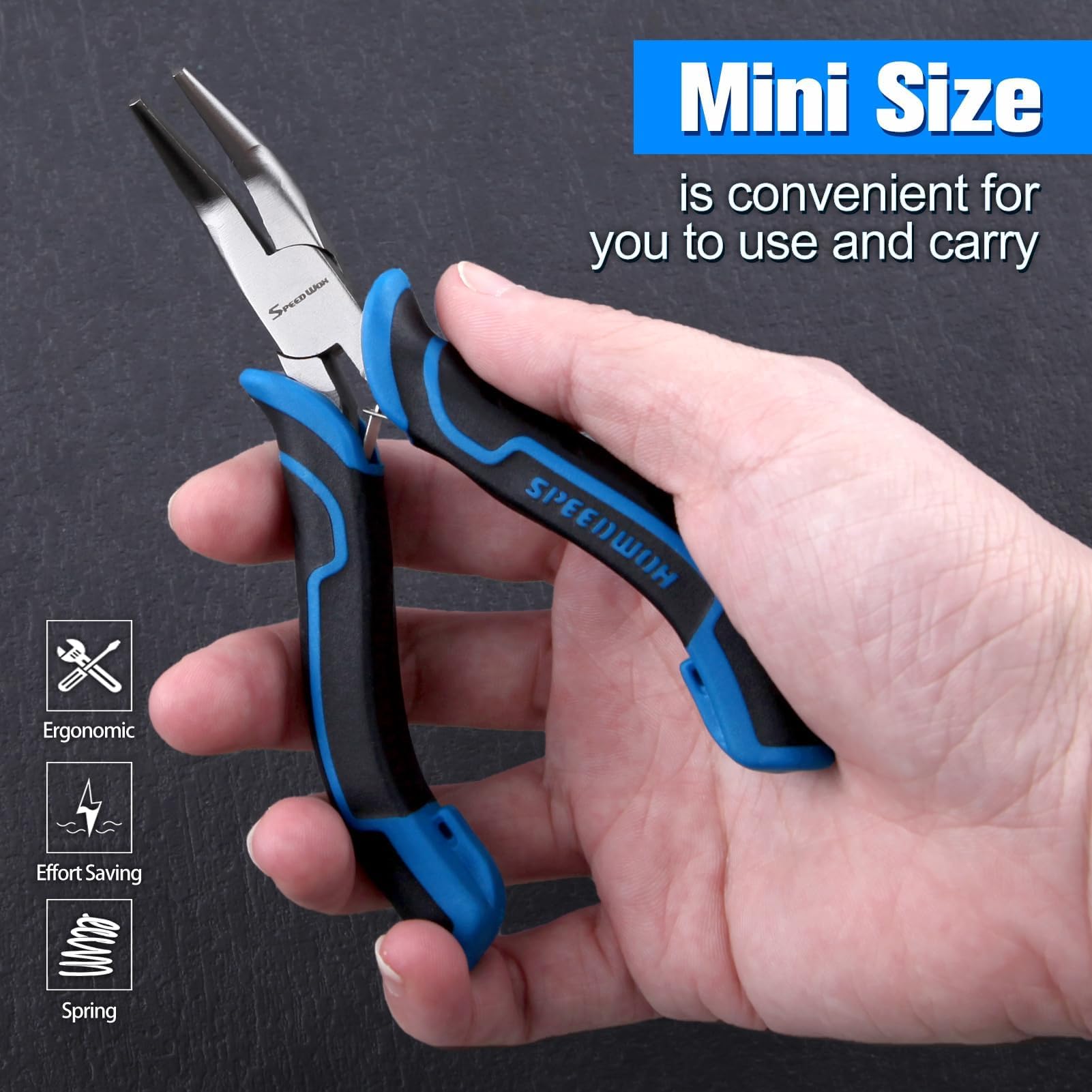 SPEEDWOX 5-Inch Bent Chain-Nose Pliers Mini 45-Degree Bent Nose Pliers for Jewelry Making PVC Grip Handle with Double Leaf Springs Curved Nose Plier for Jewelry Make Repairing Jewelry Making Tool - Image 3