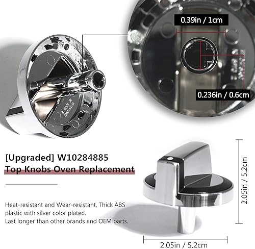 Miniatura 2 de W10284885 Perilla de estufa de control de gas Asamblea compatible con Whirlpool Range Accesorios de quemador de horno, pieza de repuesto WPW10284885