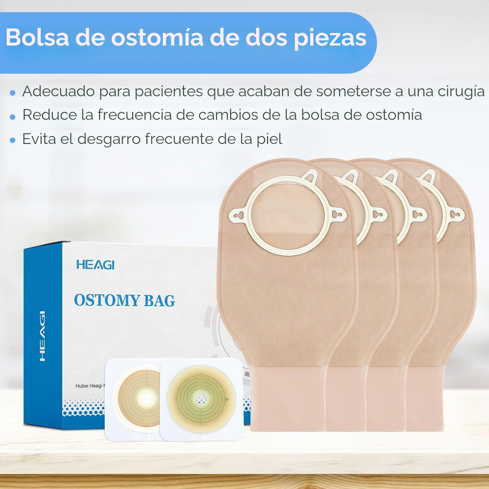 22 piezas de suministros para ostomía bolsas de colostomía de 2 piezas, bolsa de ostomía drenable recortable de 70 mm para el cuidado de ileostomía (16 bolsas de ostomía + 6 barreras + 3 abrazaderas)