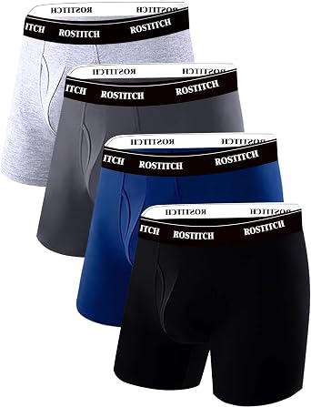 Mens underwear Cotton Boxer Briefs 4pack Multipack | cool dry ,Supper Soft and Breathable ,ComfortFlex Waistband,Moisture-wicking,Total Support Pouch with Fly,No Ride-up
