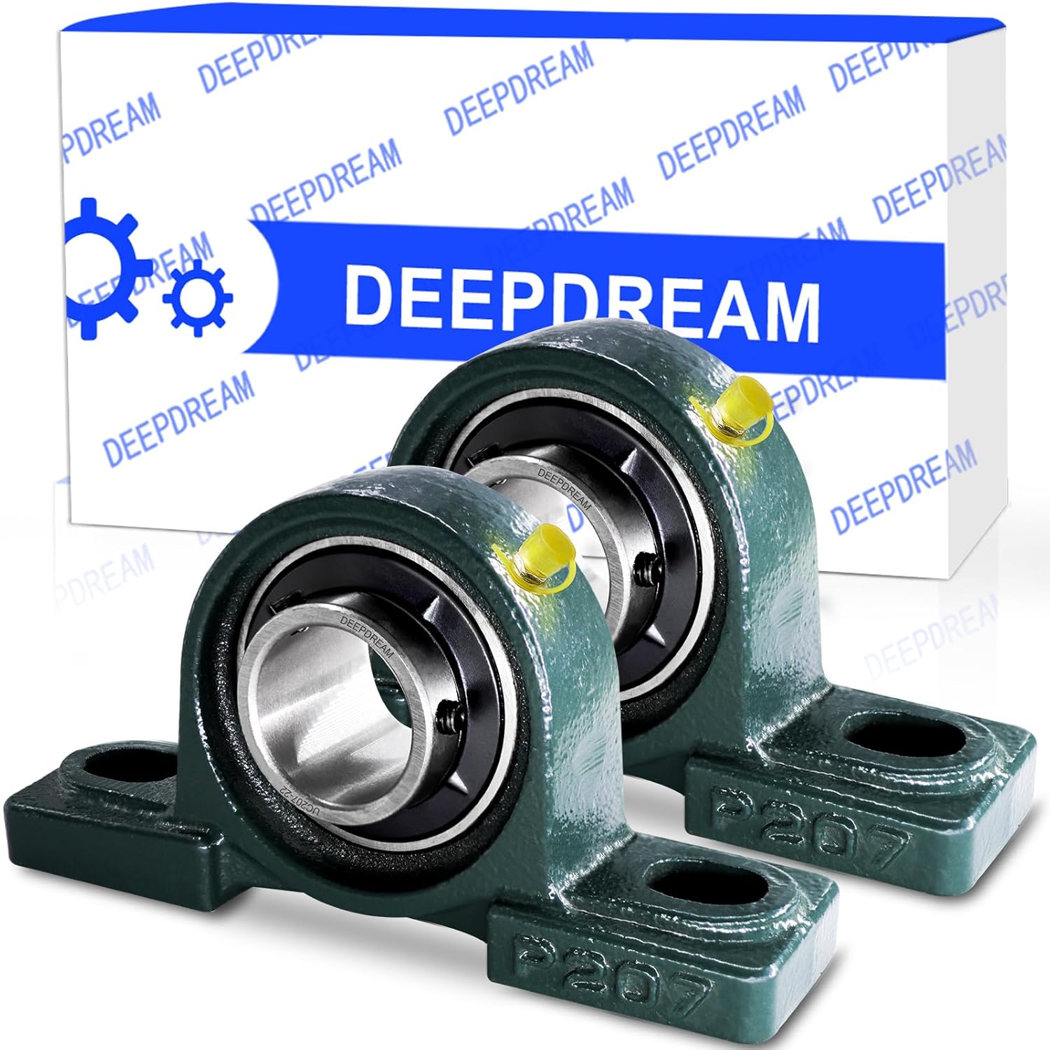 DeepDream 2Pcs UCP207-22 Pillow Block Bearing 1-3/8" Inch Bore Self-Aligning Cast Iron Mounted Bearings for Smooth Operation