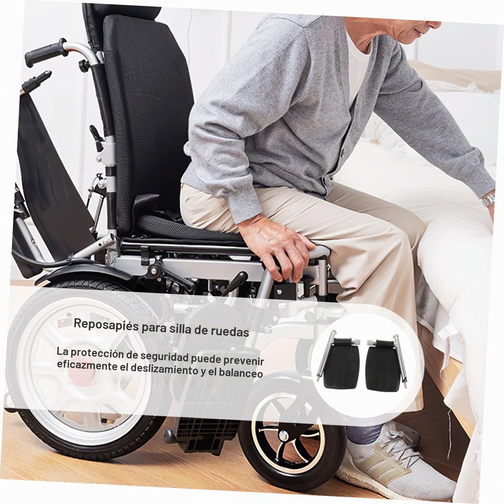Reposapiés de Repuesto para Silla de Ruedas, 1 Par Negro | Metal y Abs, Diseño Plegable, Uso Cómodo, para Usuarios Movilidad Reducida