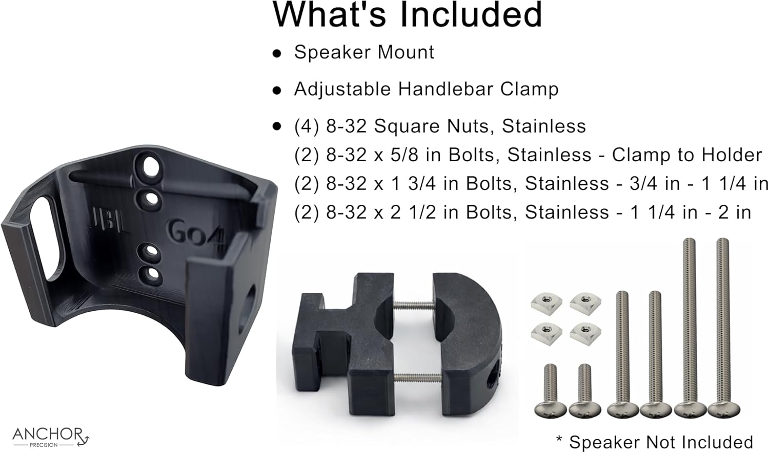Bike Mount for JBL Go 4 Bluetooth Speaker – Friction Fit - Includes Handlebar Clamp (3/4in–2in) – for Bikes, Golf Carts & Boats