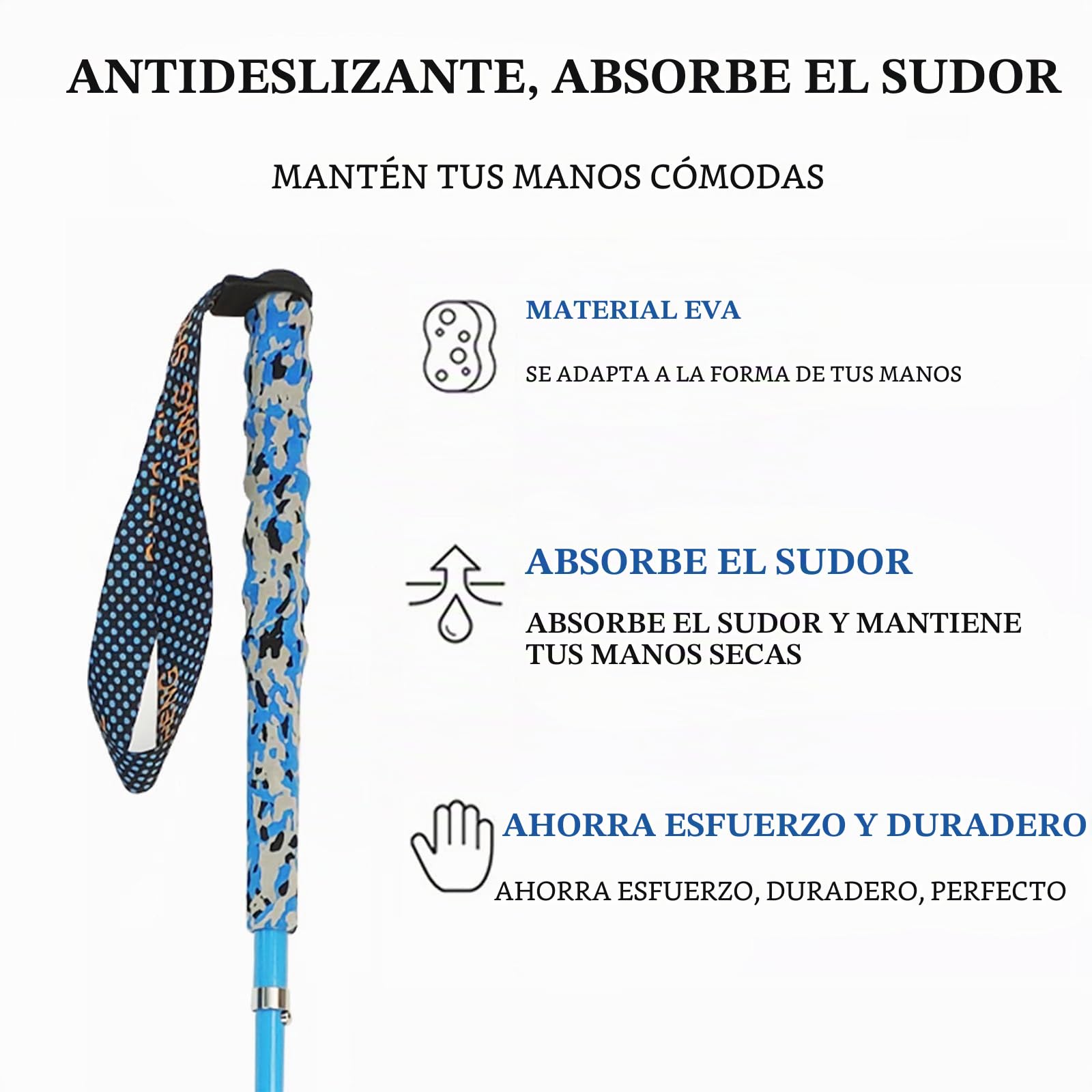OKHEALING - Bastones de senderismo ultraligeros de fibra de carbono, plegables, juego de 2, bastones de senderismo con asas que absorben la humedad, bastones de senderismo con bolsa de almacenamiento