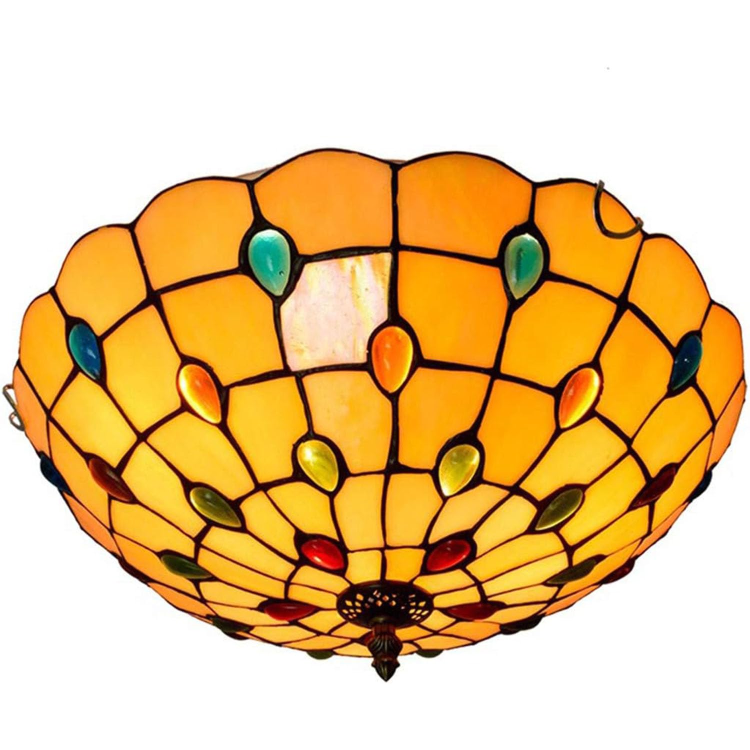 ZTCHSENZT Style Pendant Ceiling Light Ceiling Lamp Colored Beads Stained Glass Lampshade, Living Room, Hallway Ceiling Light 40CM,