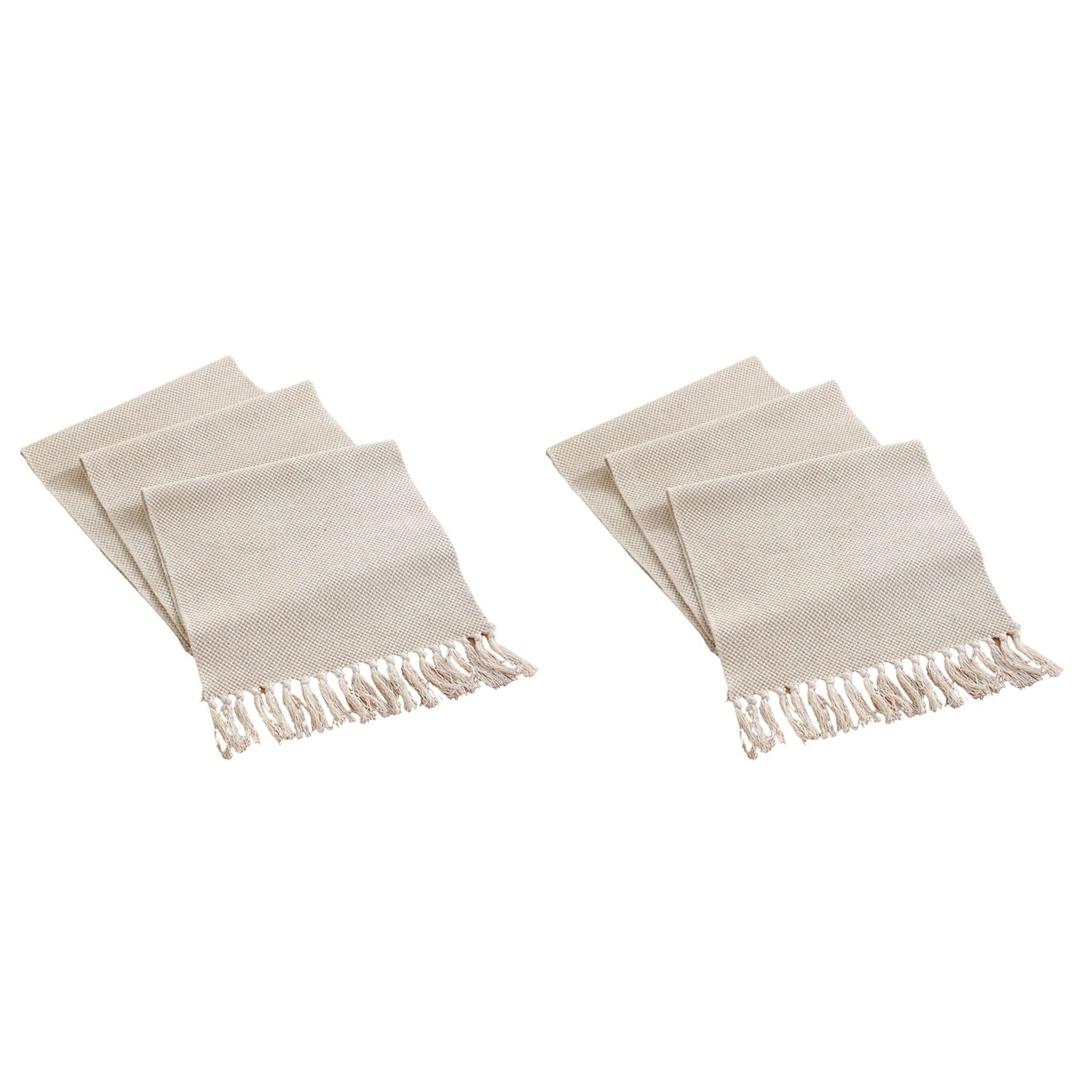 Hndhbfgrt 2X Farmhouse Table Runner, Vintage Rustic Table Runner, Cotton Braided Coffee Table Runner, Beige Woven Table Runner