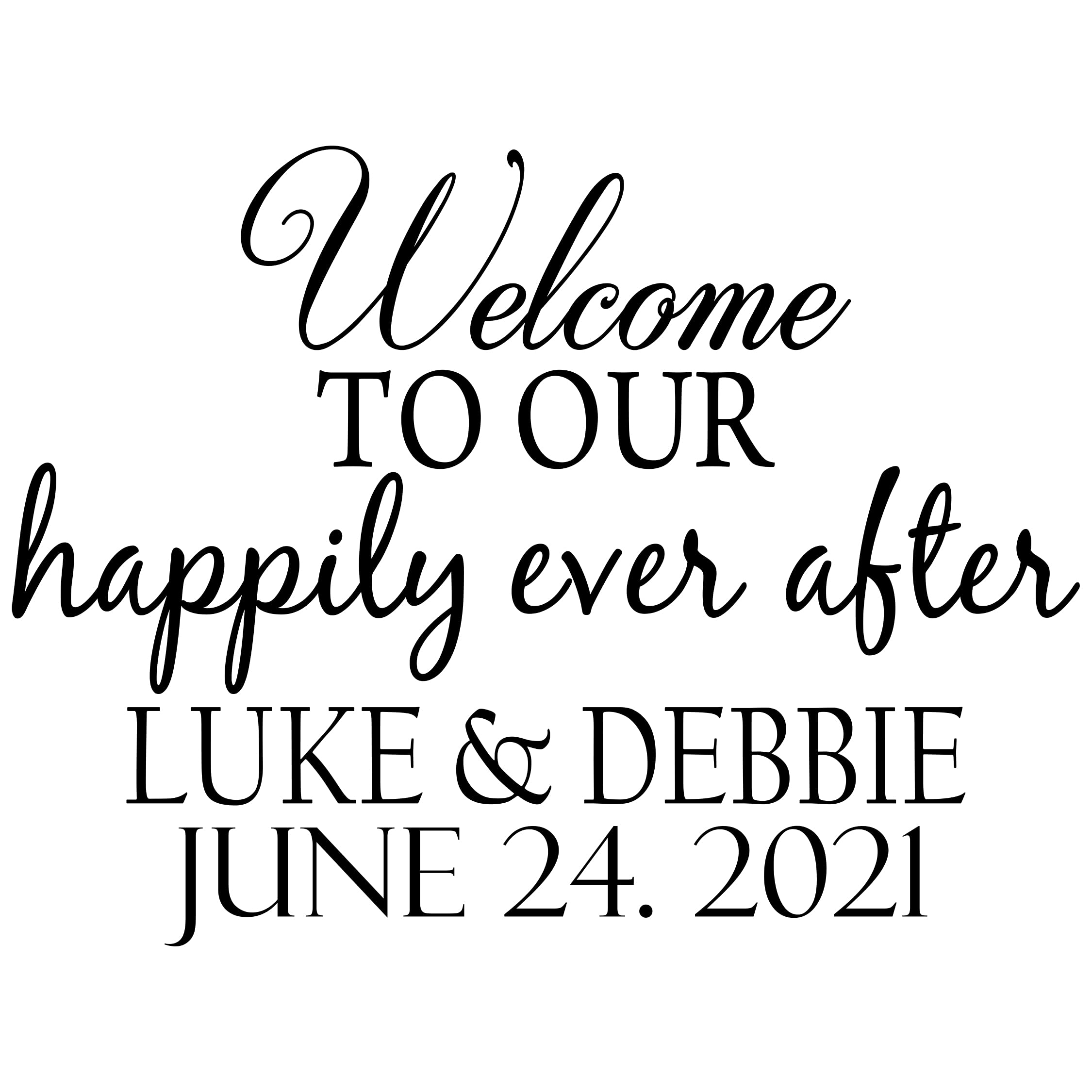 VWAQ 'Welcome To Happily Ever After' Wedding Wall Decal - Silver Vinyl Quote, 18H X 24W, Bride & Groom Decor - View #3