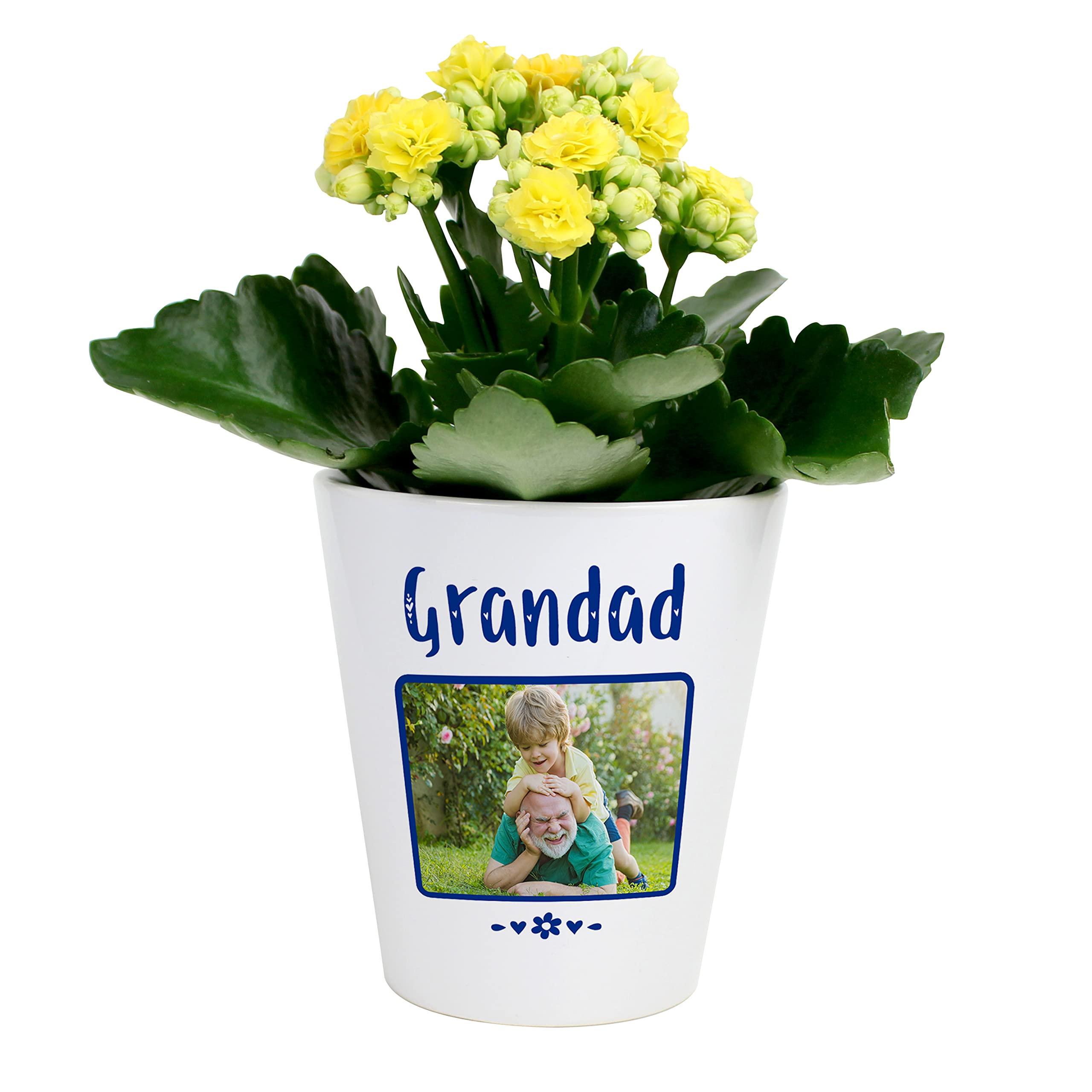 The Gift Experience White Personalised Grandad Photo Plant Pot