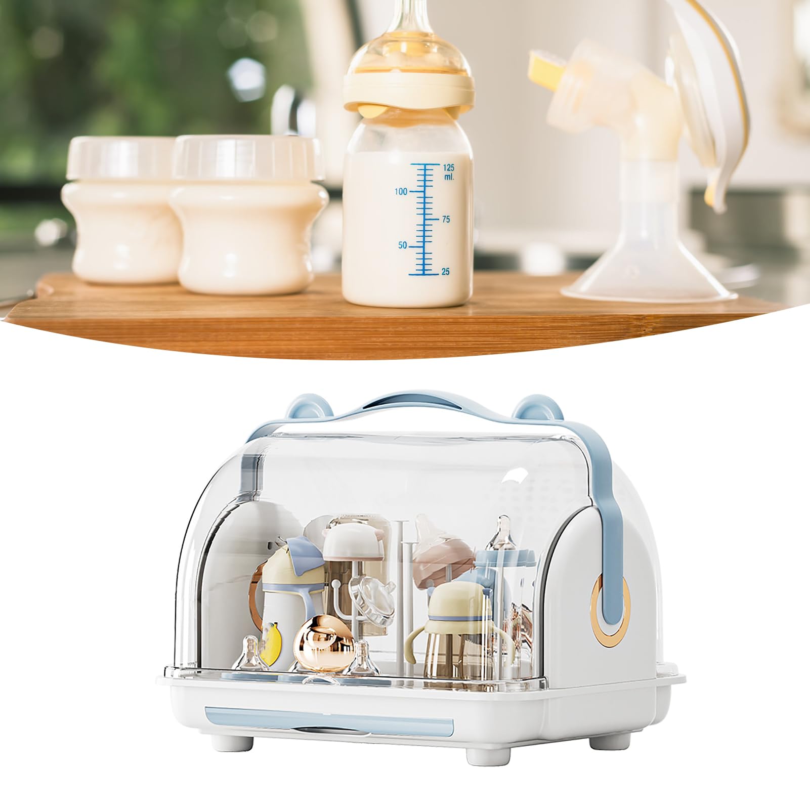 Récipient de Vaisselle pour bébé, Couvercle Anti-poussière en Plastique Léger, Respectueux de l'environnement, Boîte de Rangement de Biberon, Gain de Place pour un Usage