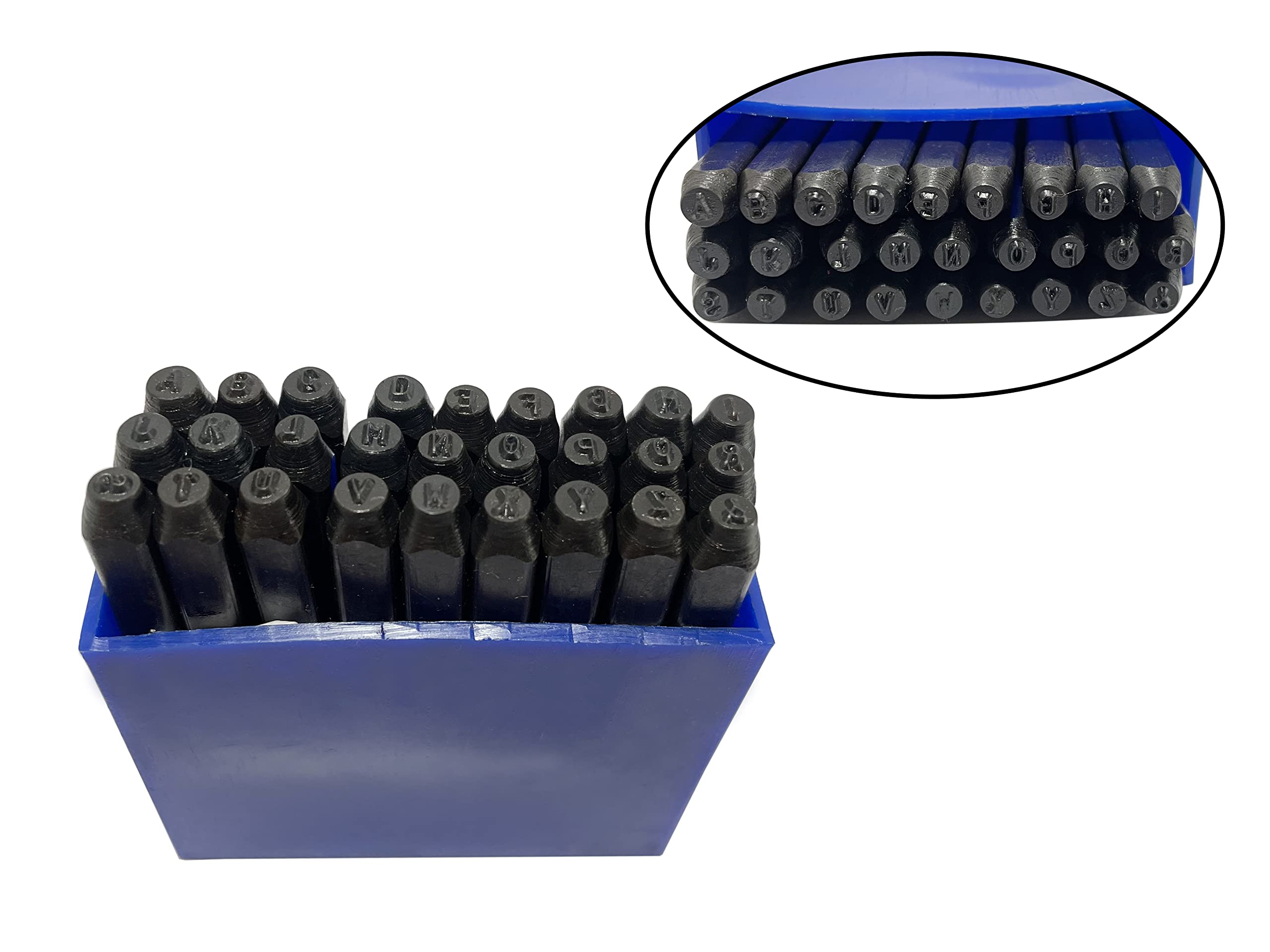 Lettres Numériques Lettres Poinçonnage, 36 Pièces Acier Au Carbone Clou Stamping Set Heavy Duty Stamping Set Metallic Leather Stamping Toolkit Avec Boîte De Rangement Pratique(3mm