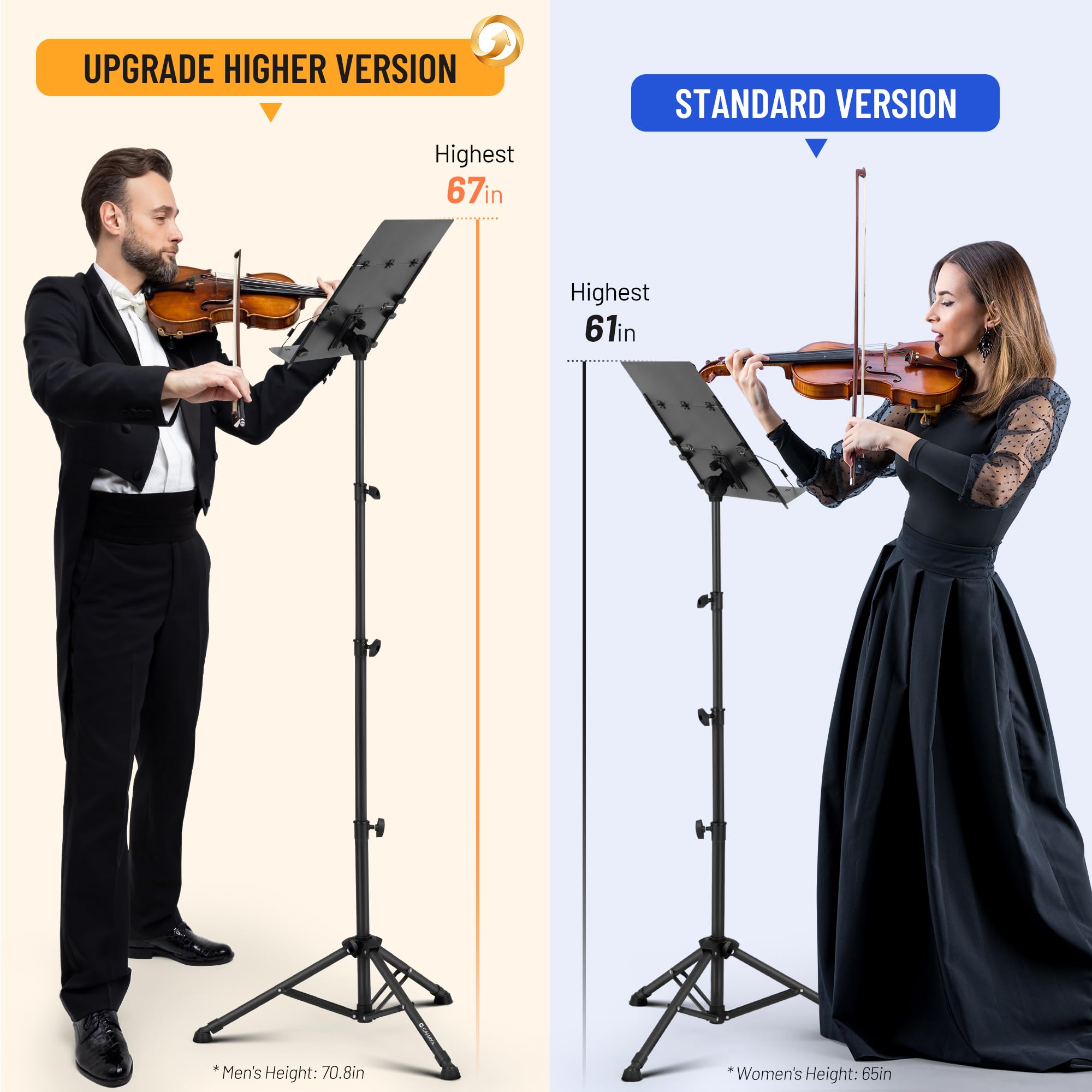 CAHAYA Soporte plegable para partituras: soportes de música con panel de triple pliegue de altura ajustable a 67 pulgadas, material de metal, portátil, resistente, para libros de música, portátiles,