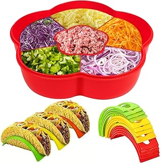 Taco Bar Serving Set for a Party with 12pcs Tortilla Holders Taco Tuesday Lazy Susan Tray Housewarming Set