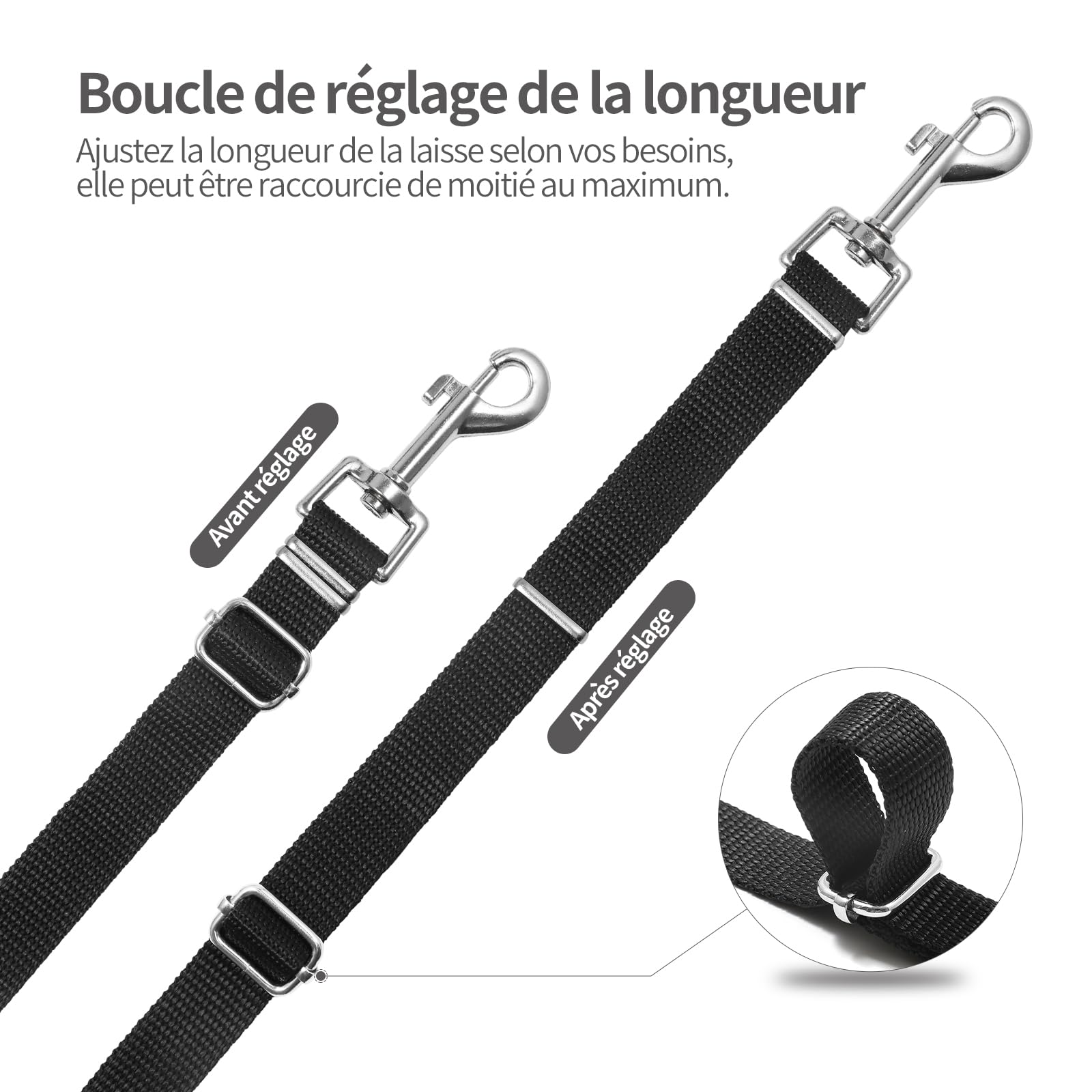Longe pour Chien 10m Ajustable - Laisse avec Poignée Rembourrée et Rac de Rangement - Pour Chiens de Petite à Grande Taille