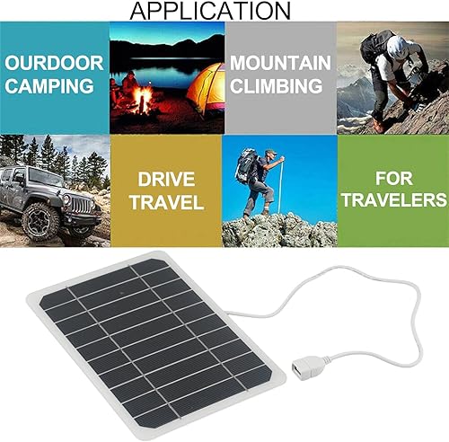 Miniatura 3 de Panel solar de 5V 10W para carga al aire libre portátil, silicio monocristalino con salida USB, diseño ligero y compacto para teléfonos, tabletas y